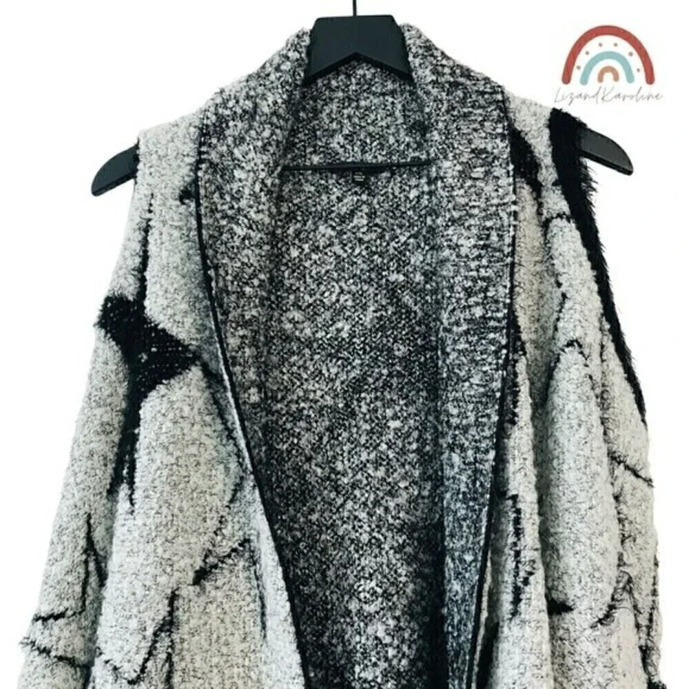 Milano Wool Stars Fuzzy Super Soft Sherpa Plush Cozy Winter Open Sweater Vest